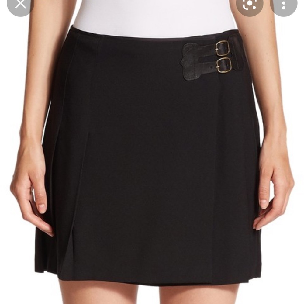 POLO Ralph Lauren Crepe Pleated Wrap Kilt Skirt in Black